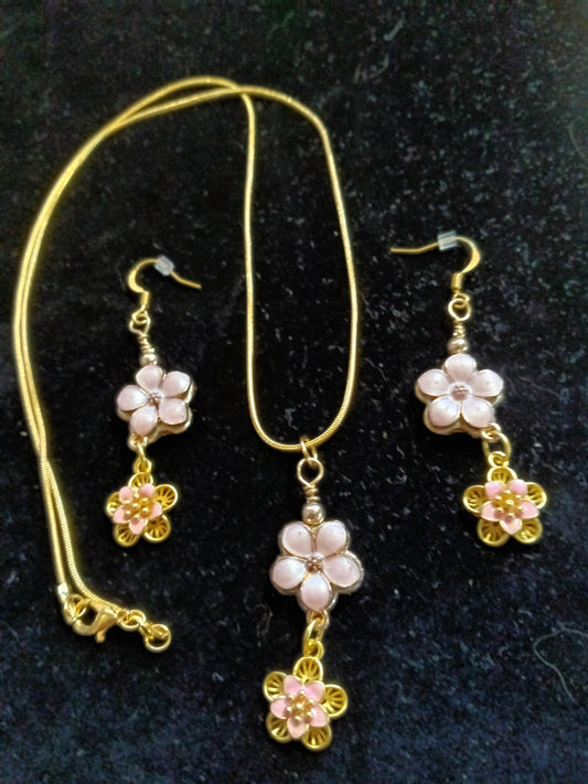 Pink Plumeria Flower Set