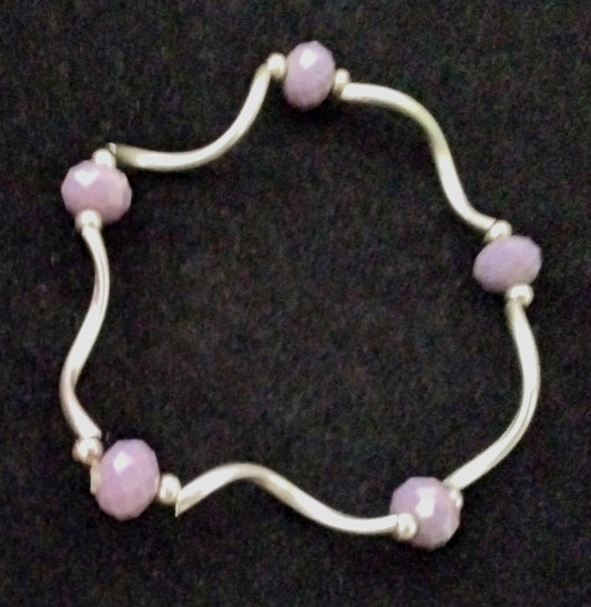 Lilac Glass Crystal & Silver Bracelet