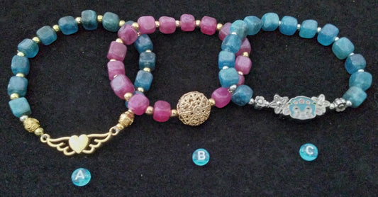 Dyed Quartz Square Bead Bracelets