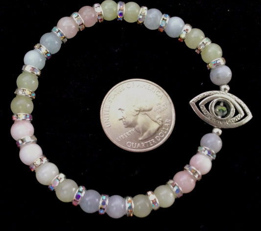 Morganite & Evil Eye Accent Bracelet