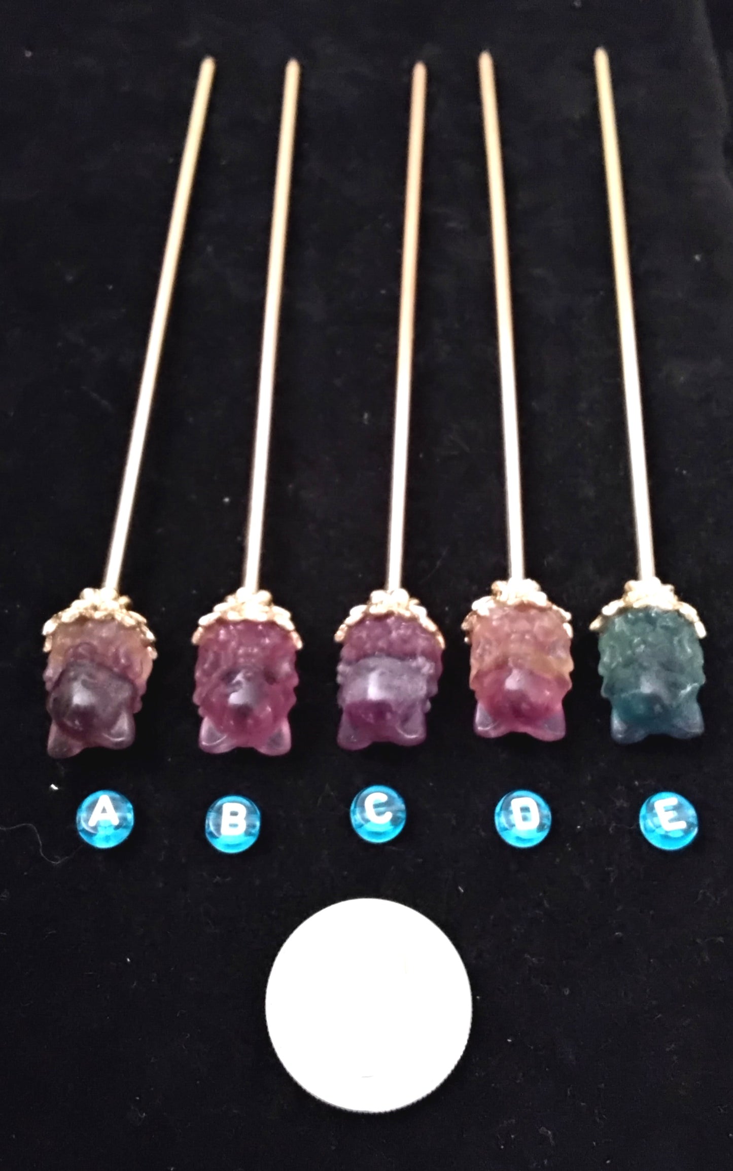 Fluorite 9-Tailed Fox Long Hair Pins