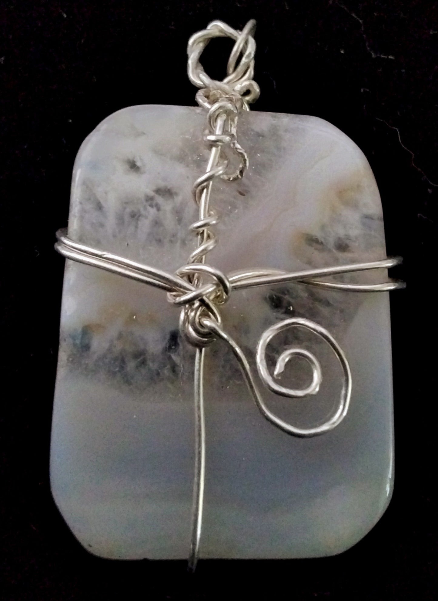 Sterling Silver Wrapped Agate Pendant