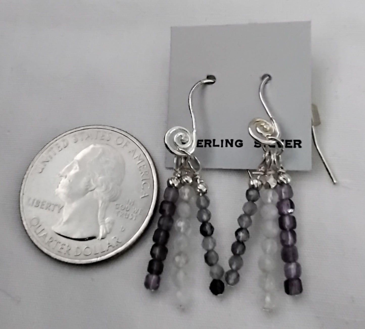 Iolite, Moonstone, & Amethyst Sterling Tassel Earrings