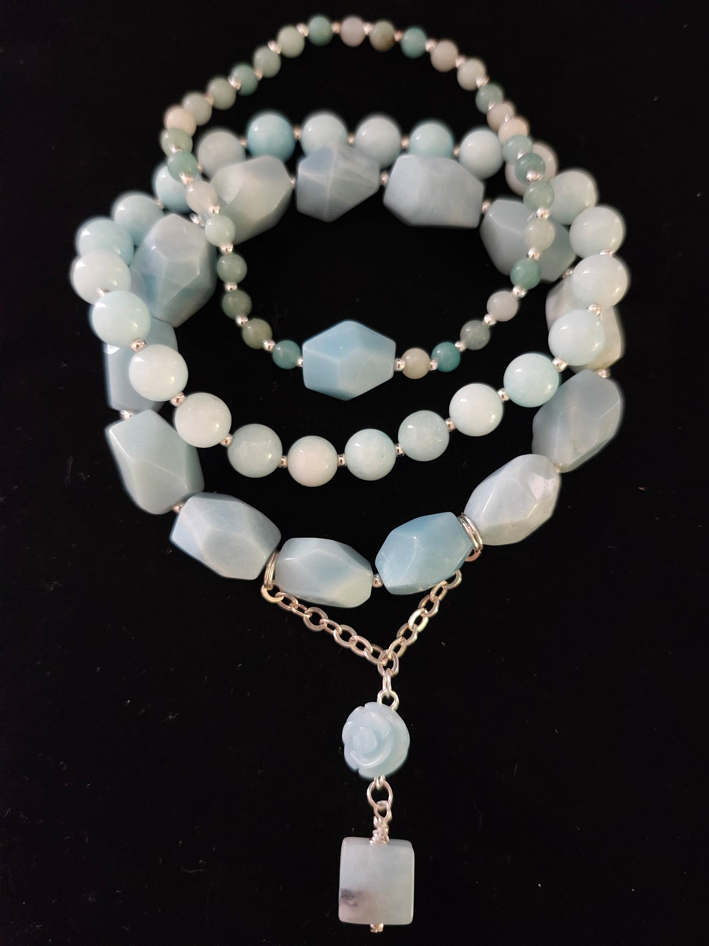 Amazonite Rose & Sterling Stack