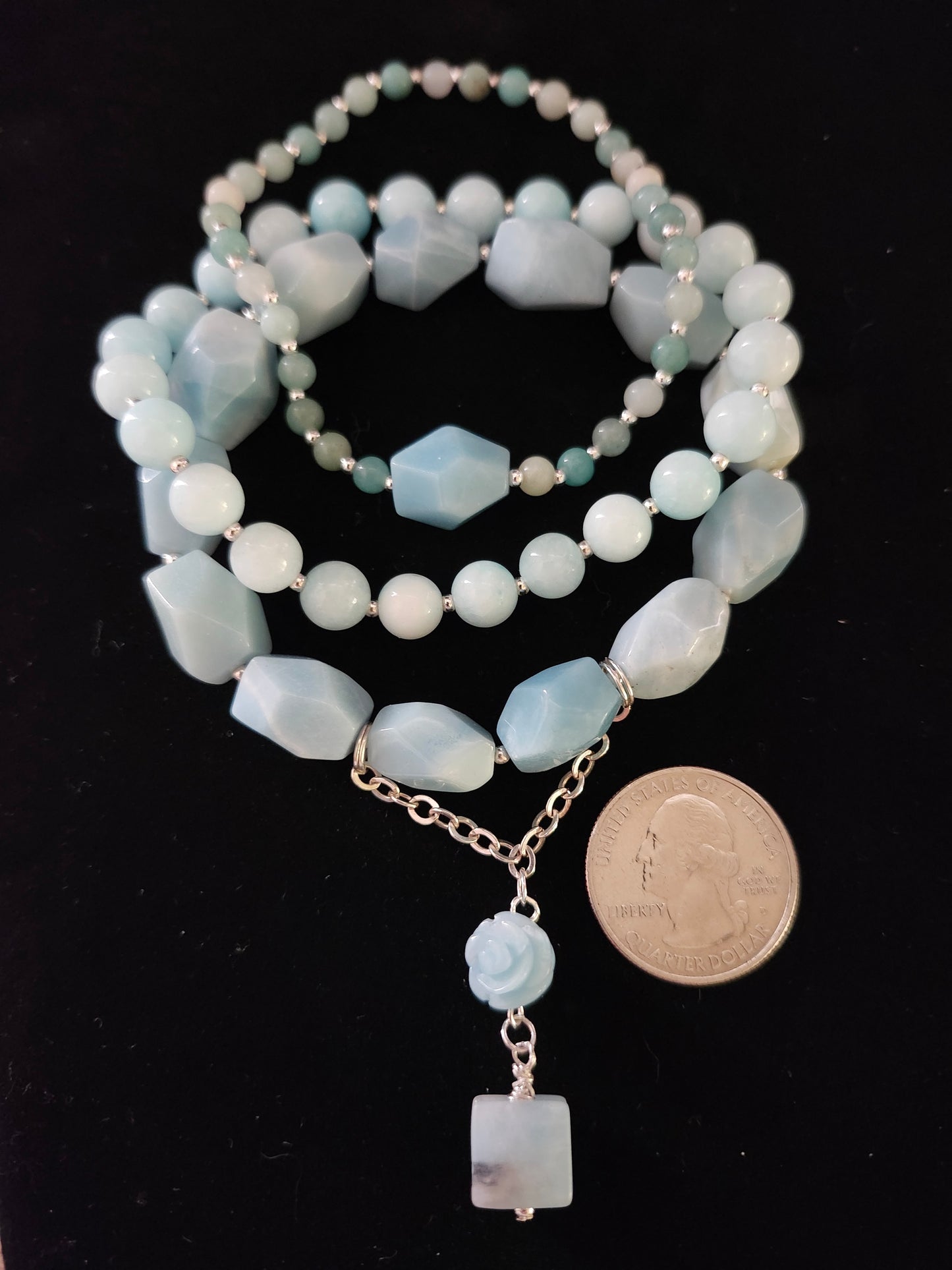 Amazonite Rose & Sterling Stack