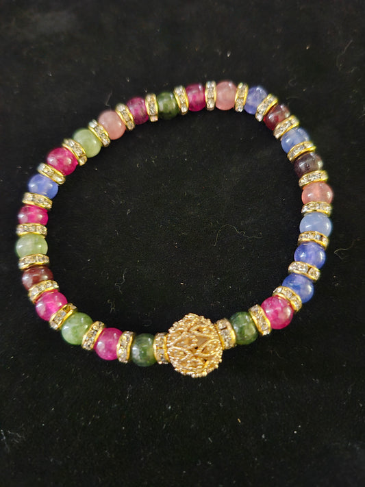 Colorful Tourmaline & Gold Bead Bracelet