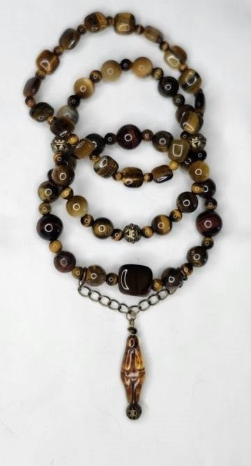 Tiger Eye with Goddess Bracelet Stack