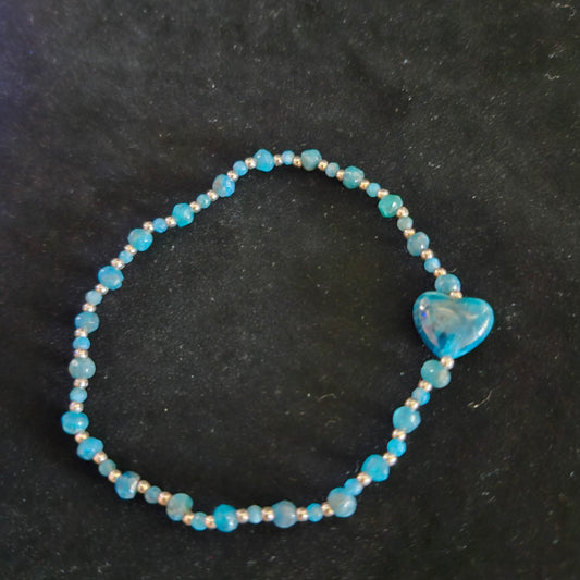 Blue Apatite Heart Bracelet