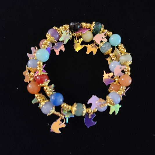 Unicorns! Mixed Crystal Bracelet Coil