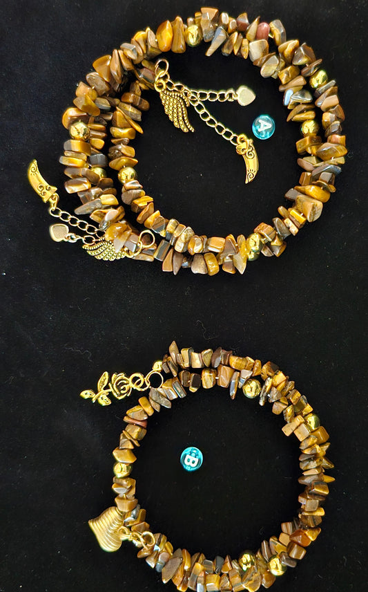 Tiger Eye Chip Bracelet Coils II