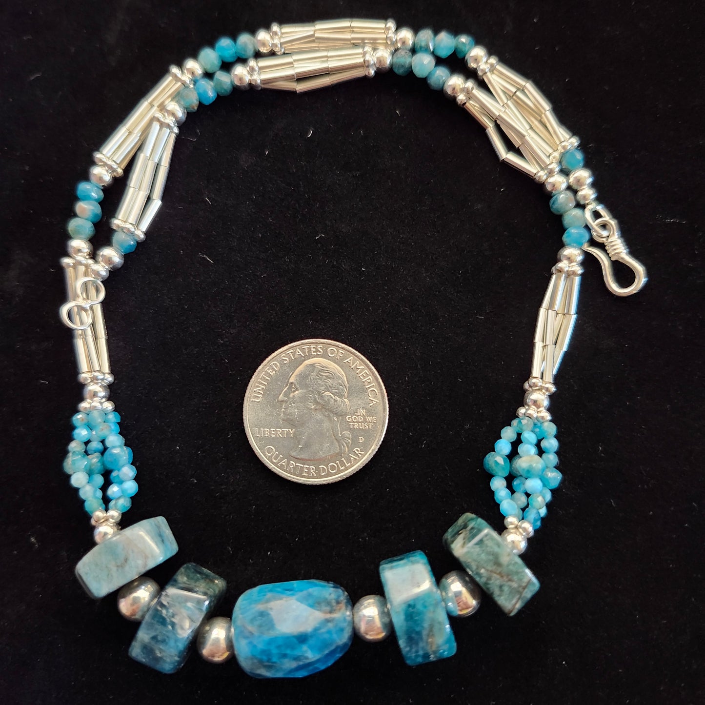 Blue Apatite & Silver Necklace Set