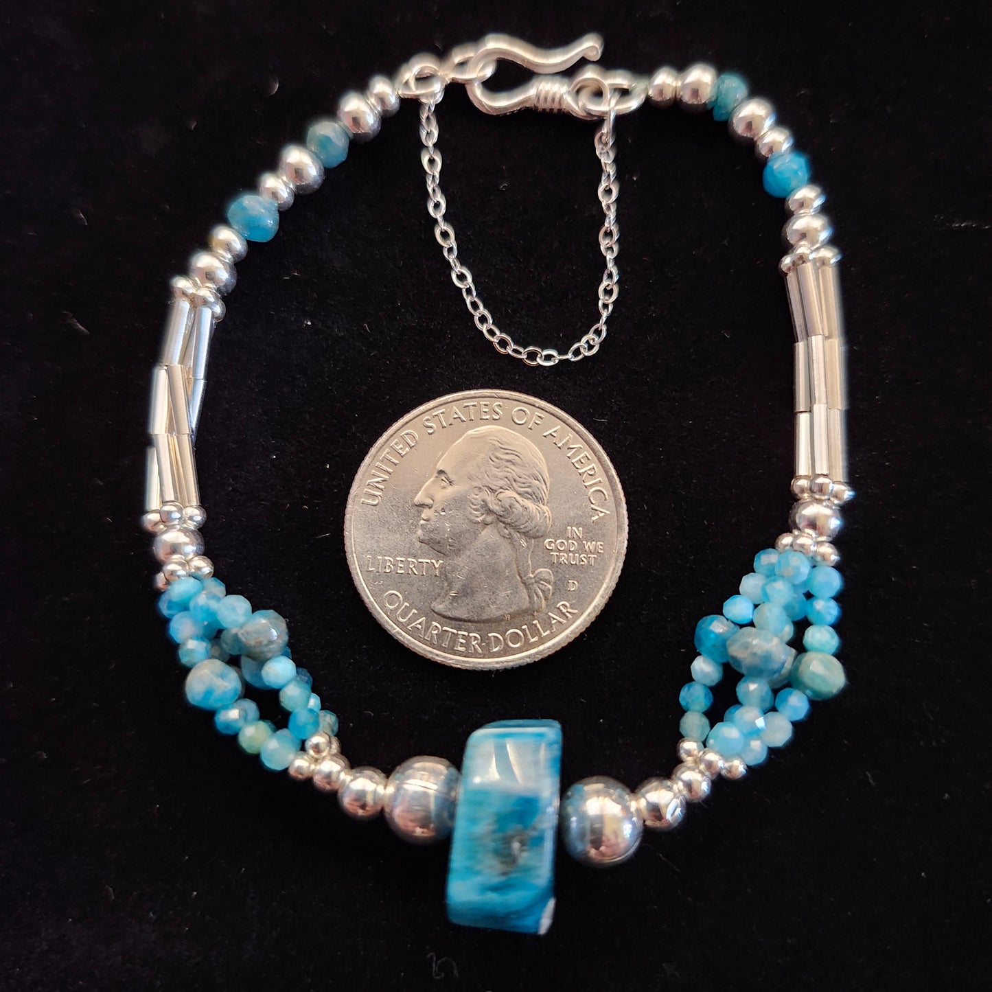 Blue Apatite & Silver Necklace Set