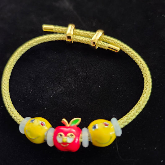 Happy Apple Adjustable Charm Bracelet