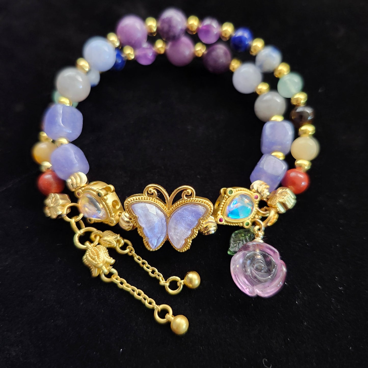 Amethyst Rose Mixed Crystal Bracelet Coil