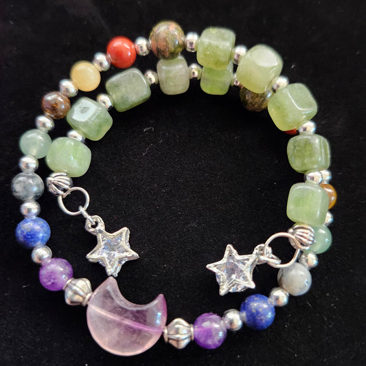 Mixed Crystal Moon Bracelet Stack