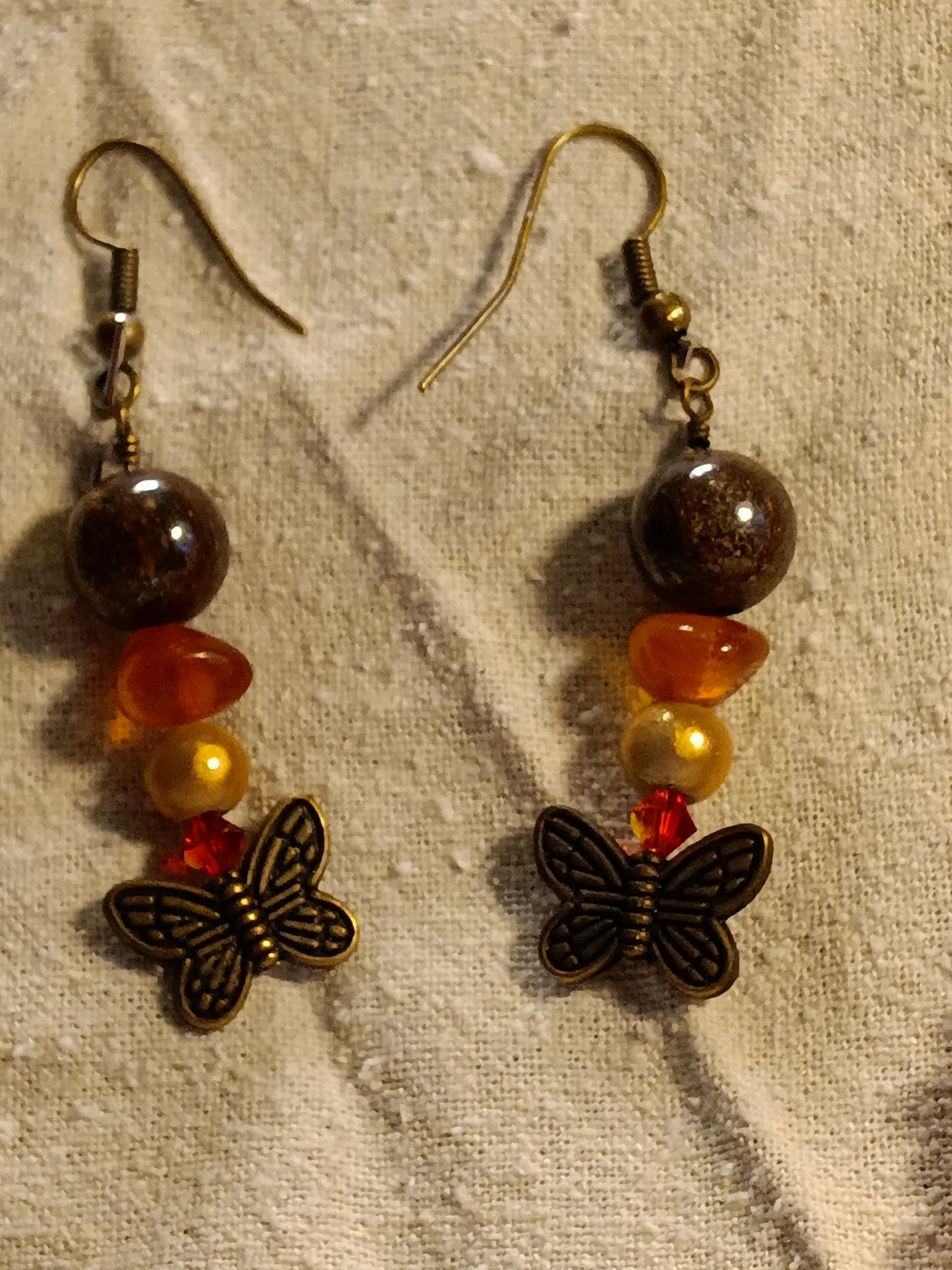 Amber and Glass Butterfly Necklace Set