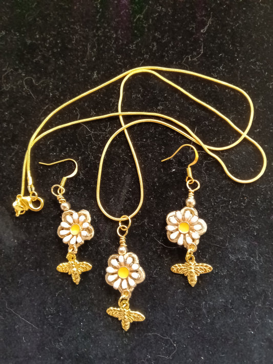 Gold Daisy and Bee Set