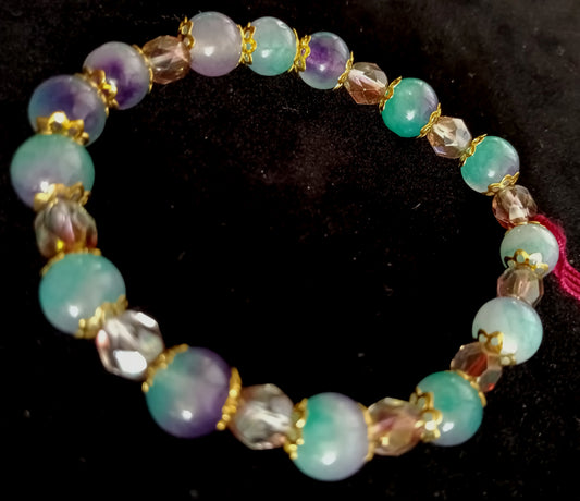 Mermaid Dyed Agate & Crystal Bracelet