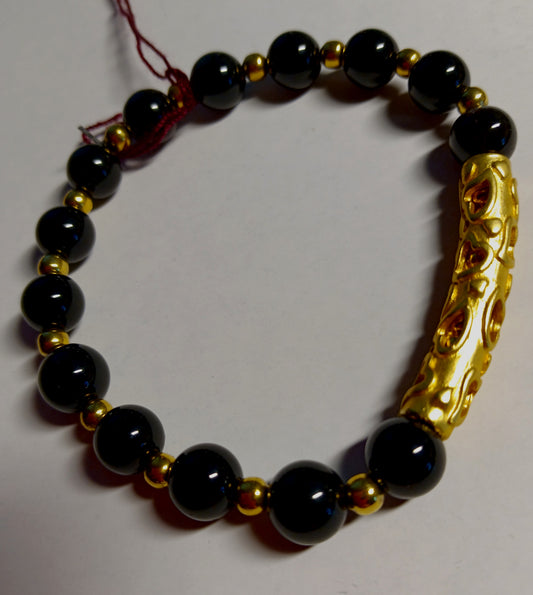 Obsidian & Gold Bracelet