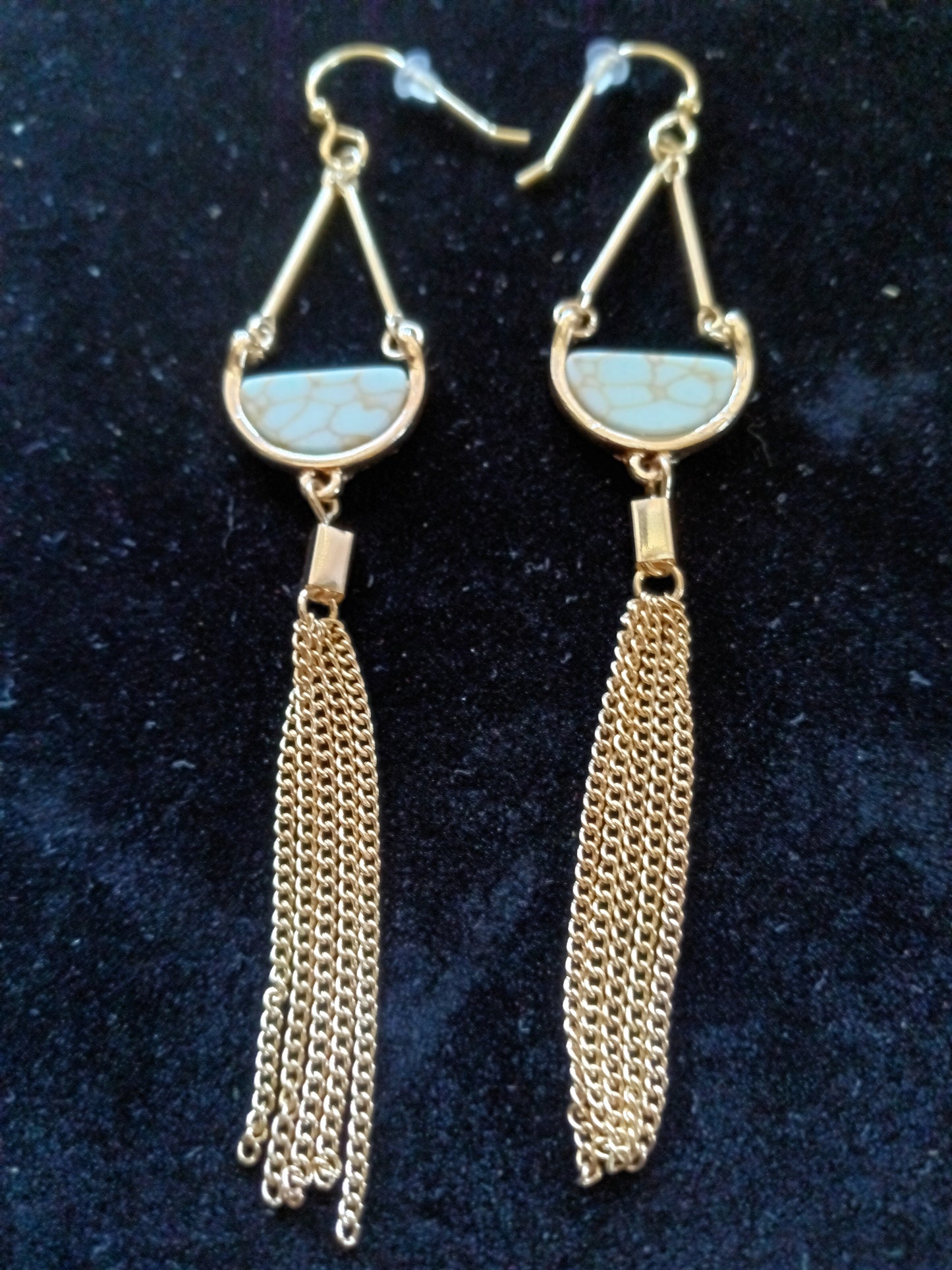 Blue Stone & Gold Tassel Sweeps