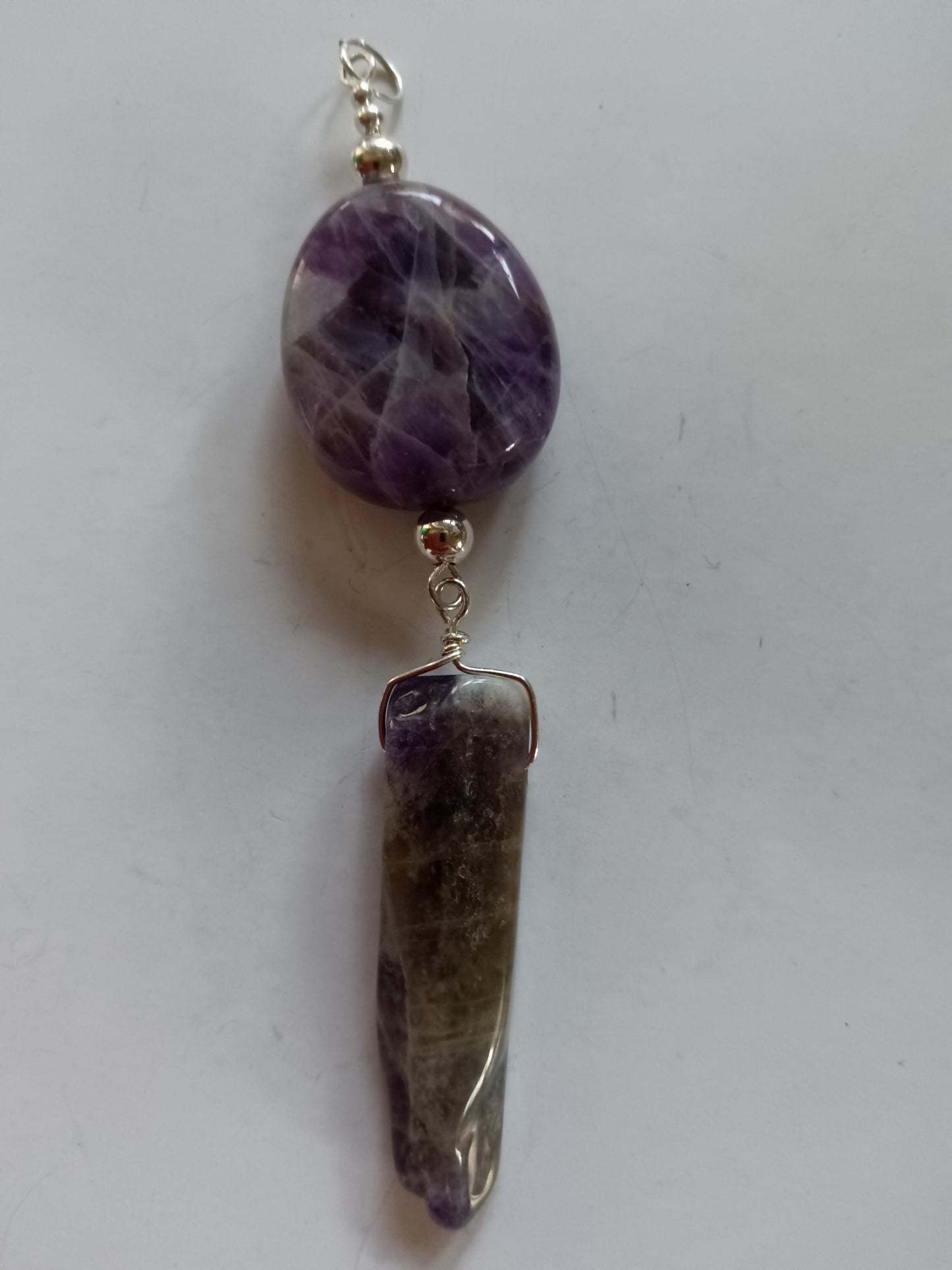 Amethyst & Sterling Drop Pendant