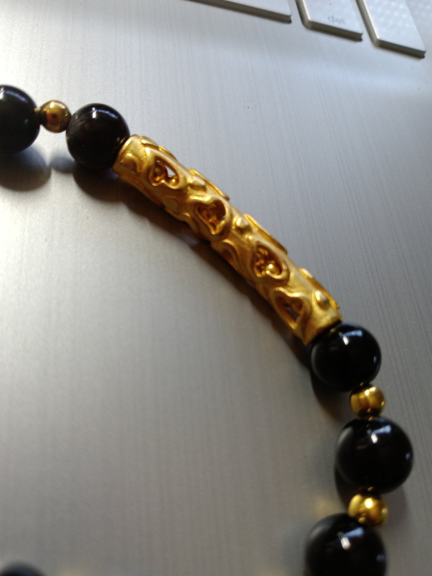 Obsidian & Gold Bracelet